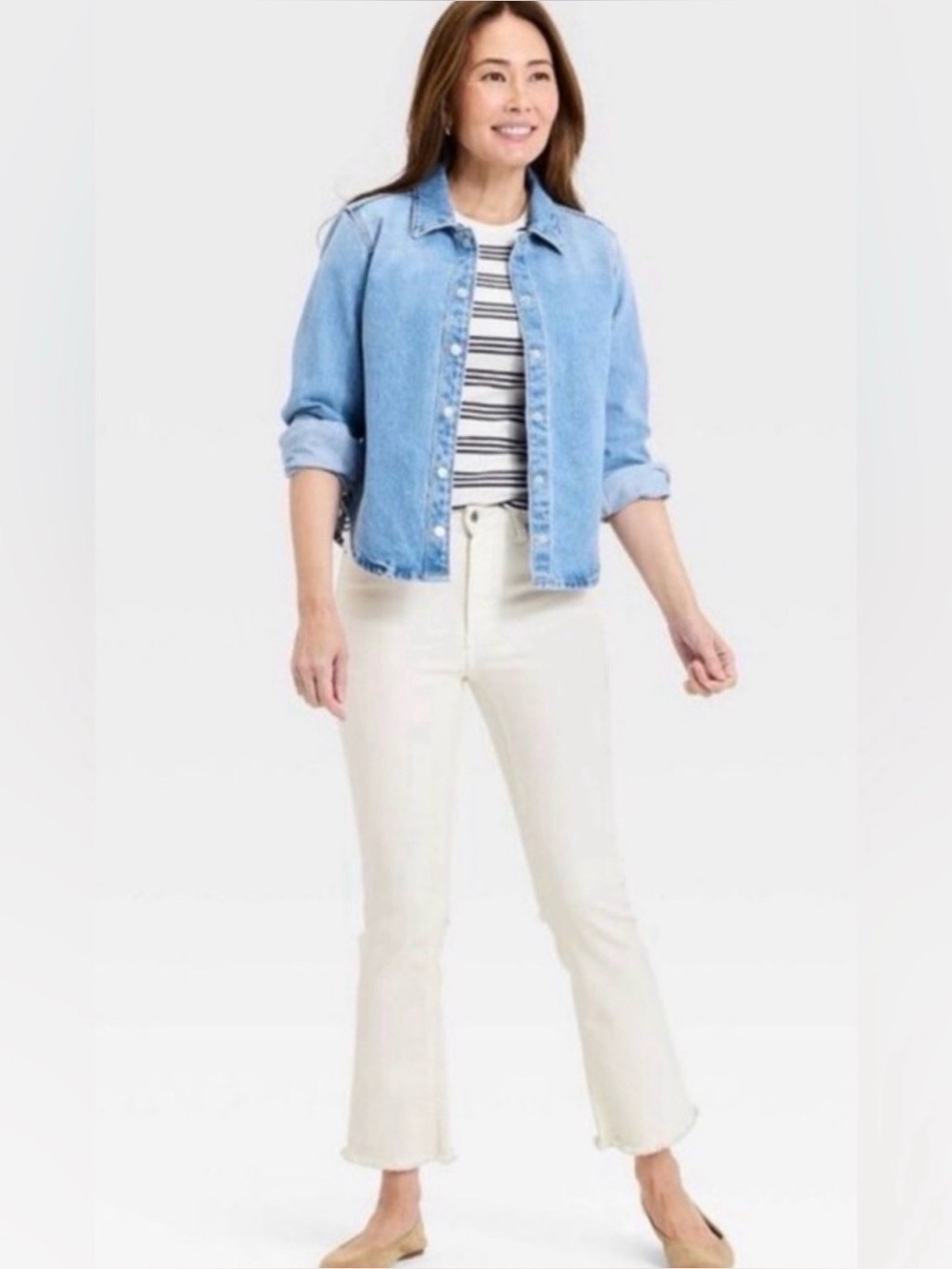 NWT High-Rise Kick Flare Boho Raw Hem Ankle Jeans Universal Thread White Size 16
